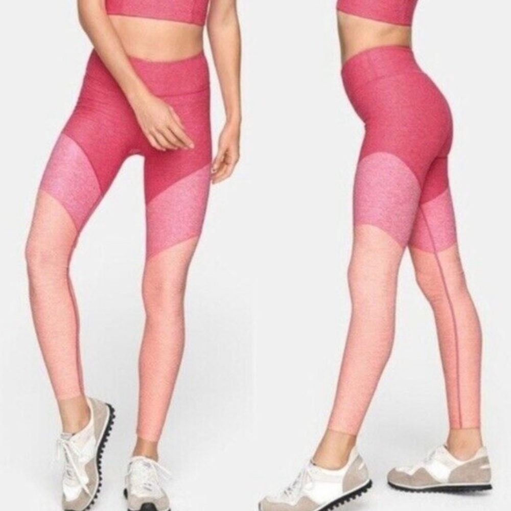OUTDOOR VOICES Women's Springs Leggings 7/8 Flamingo Rose Clay Pink Tri Tone L